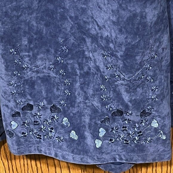 VTG‎ Mary McFadden Collection L Maxi Dress Embroidered Suede Velvet Look Jumper - Picture 3 of 16